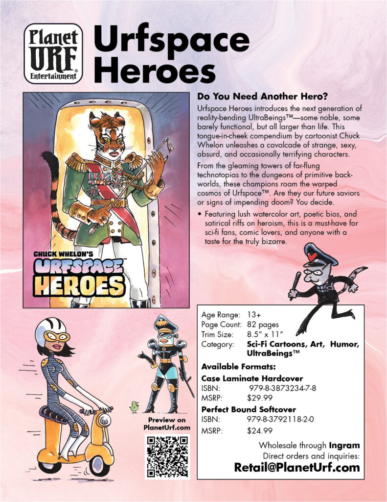 Do You need another Hero? Urfspace™ Heroes unleashes a new breed of brave-hearted warrior and genetically-mutated ultra-being upon the human psyche! Some of them are destined to soar like eagles, others are mostly useless. Throughout Urfspace™ they roam, from the gleaming towers of far-flung technotopias, to the deepest dungeons on the most primitive of back-worlds. Strong and sexy, strange and disturbing. Some you might recognize from your own home town, others can only have come from the distant reaches of time and the imagination! Whether they are the heralds of a new age, or terrifying harbingers of the doom that awaits us all, only YOU can decide!