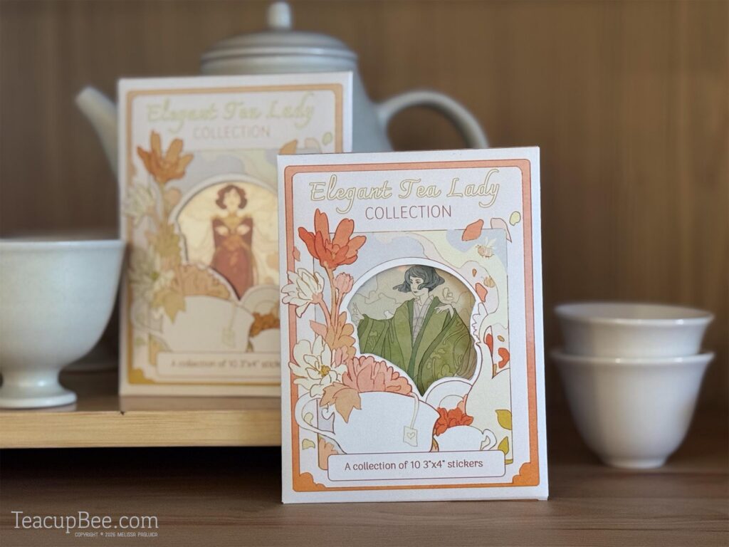 Elegant Tea Lady Collection package leaning against a tea pot