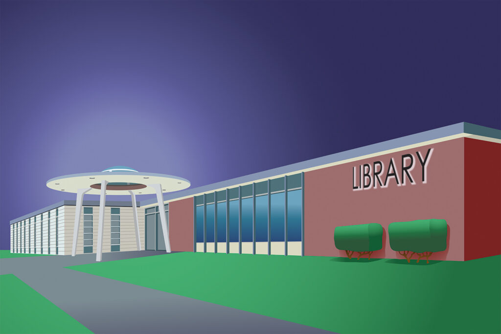 illustration of the historical Hyattsville, MD library