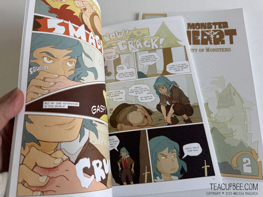 Comic book "Monster Heart" opened up to a page